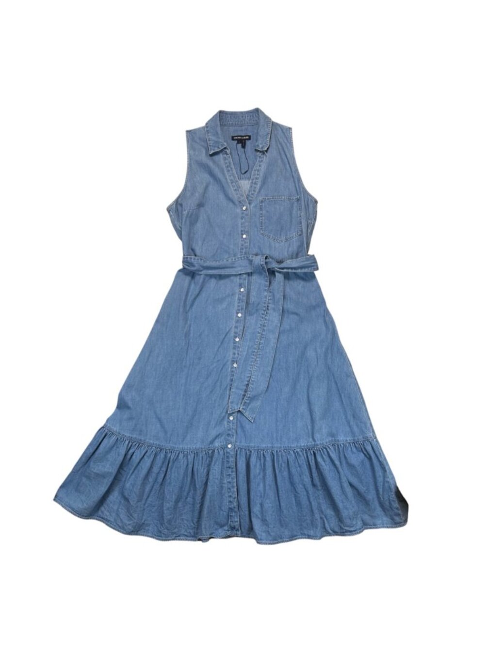 Veronica Beard Edwina 12 Belted Denim Pearl Snap Dress Preppy Western - Picture 4 of 11